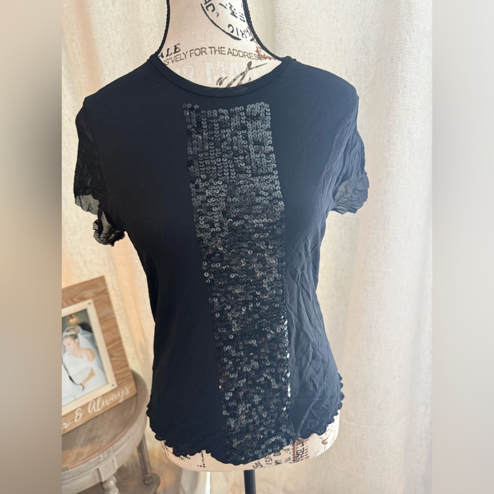 Ideology Black Sequin Short Sleeve Tee